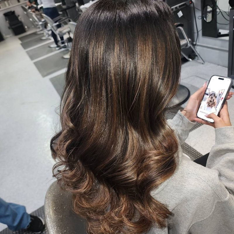 Rich brunette color with face framing pieces